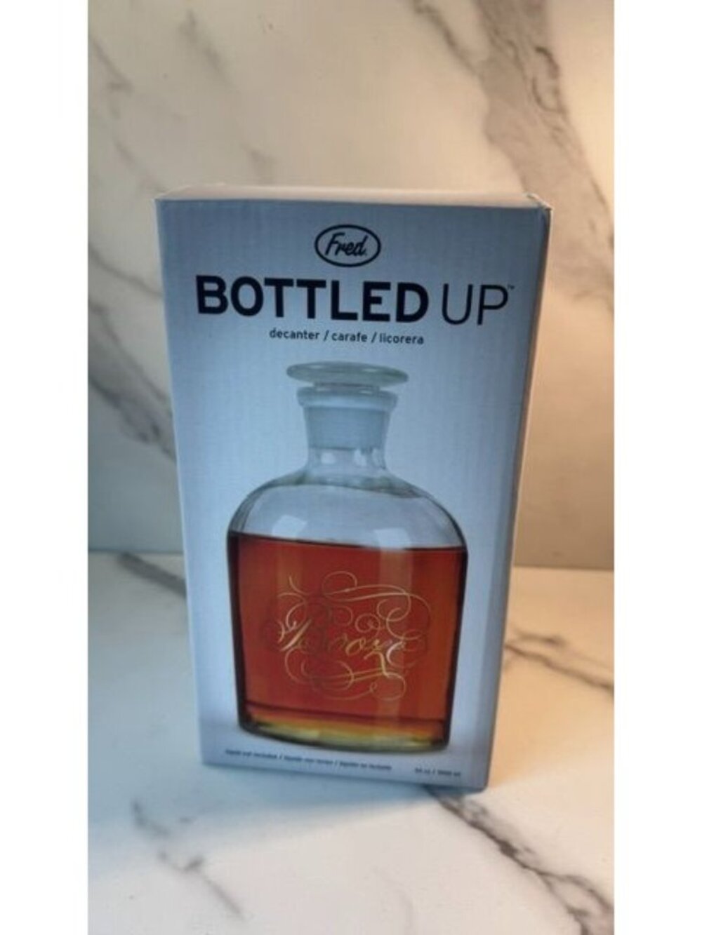 Fred glass decanter-"Booze" New In Box